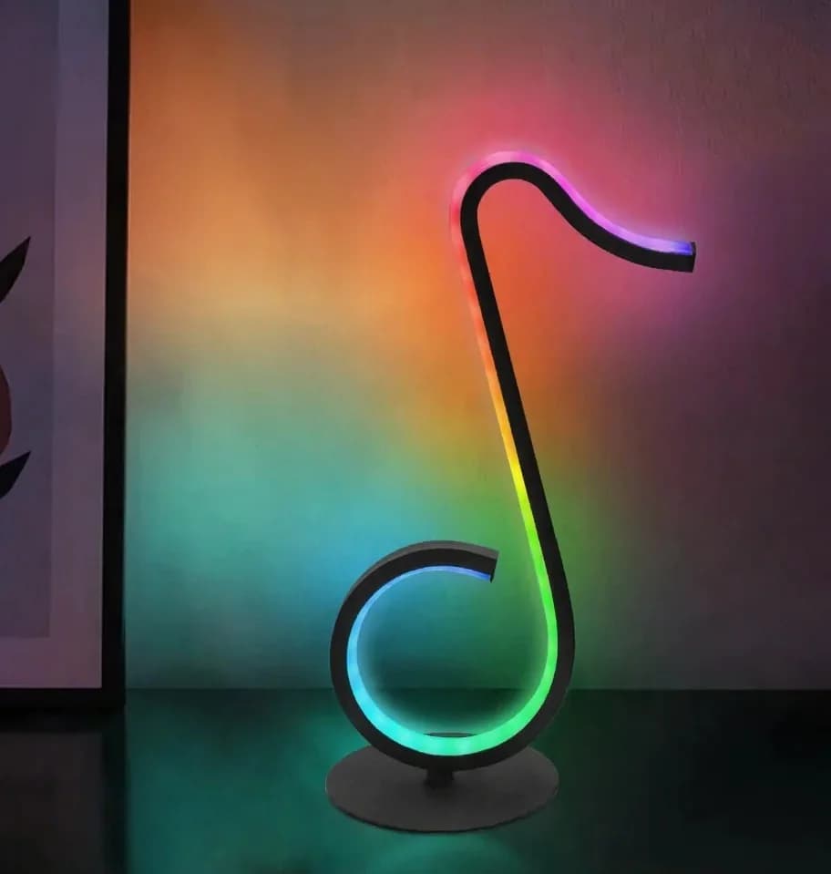 מנורת שולחן RGB בצורת תו מוזיקלי עם שלט