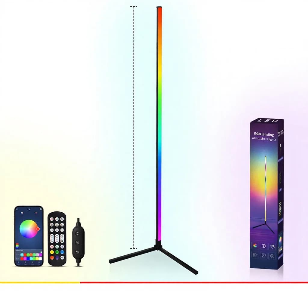 מנורת עמוד RGB עם סנכרון מוזיקה, שלט ושליטה באפליקציה