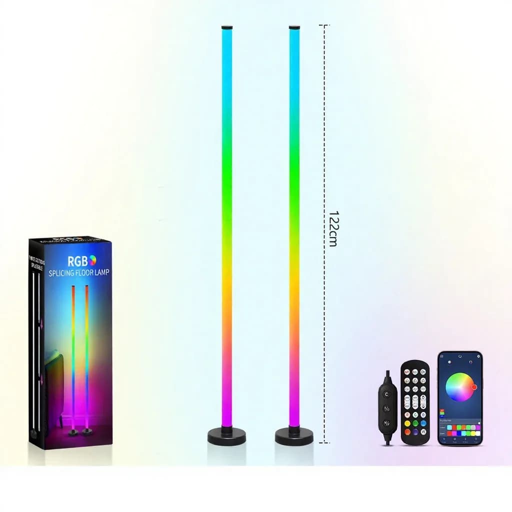 מנורת רצפה RGB עם סנכרון מוזיקה, זוהר 360°, שליטה באפליקציה לגיימינג