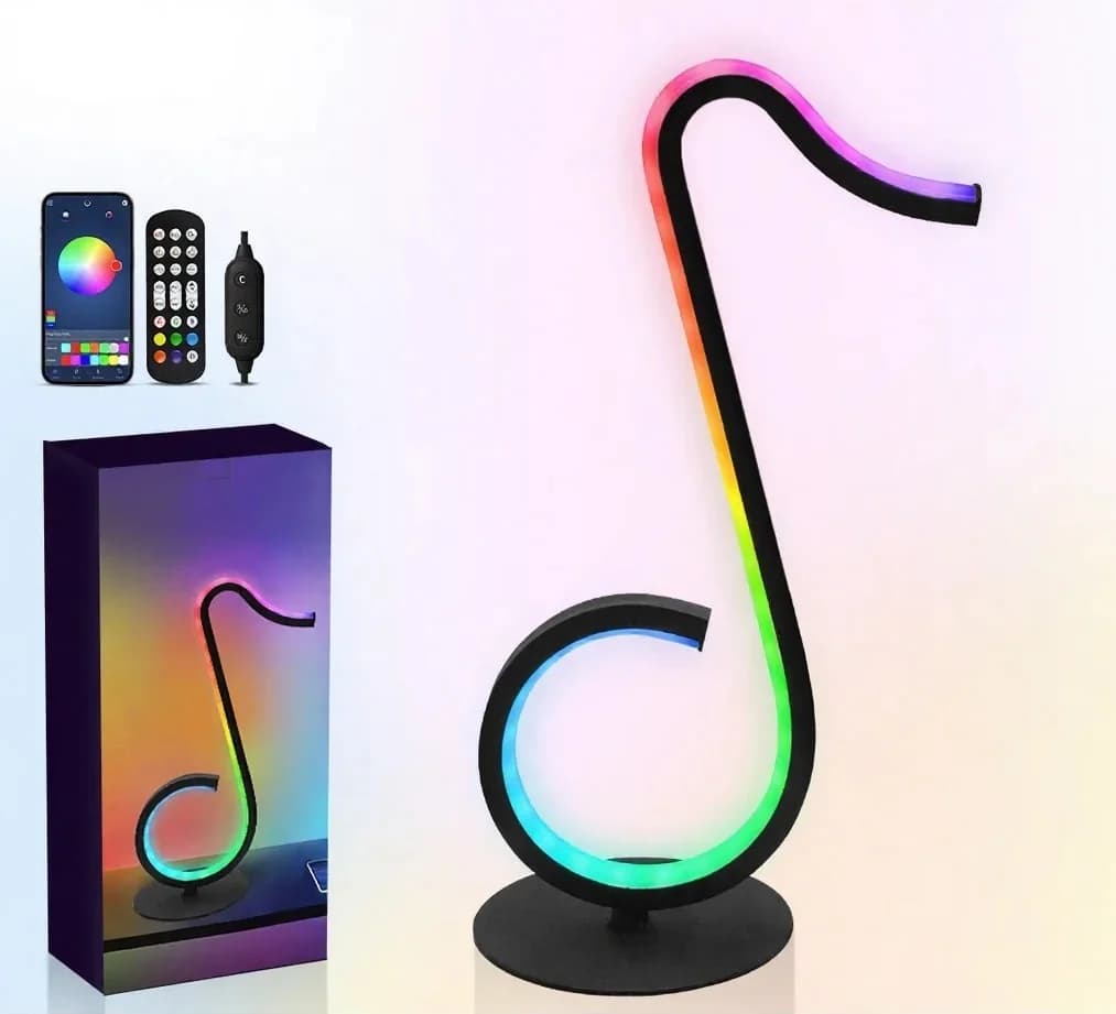 מנורת שולחן RGB בצורת תו מוזיקלי עם שלט