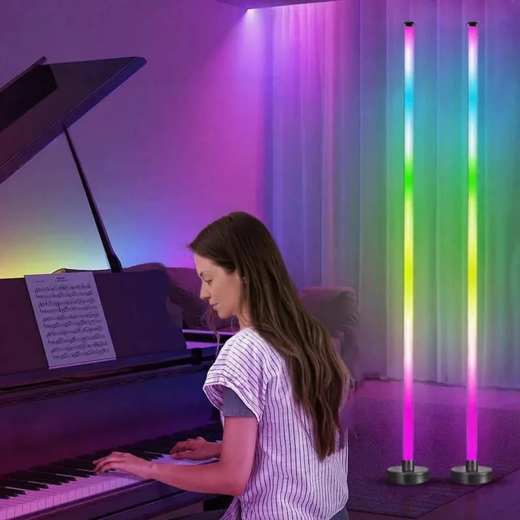 מנורת רצפה RGB עם סנכרון מוזיקה, זוהר 360°, שליטה באפליקציה לגיימינג