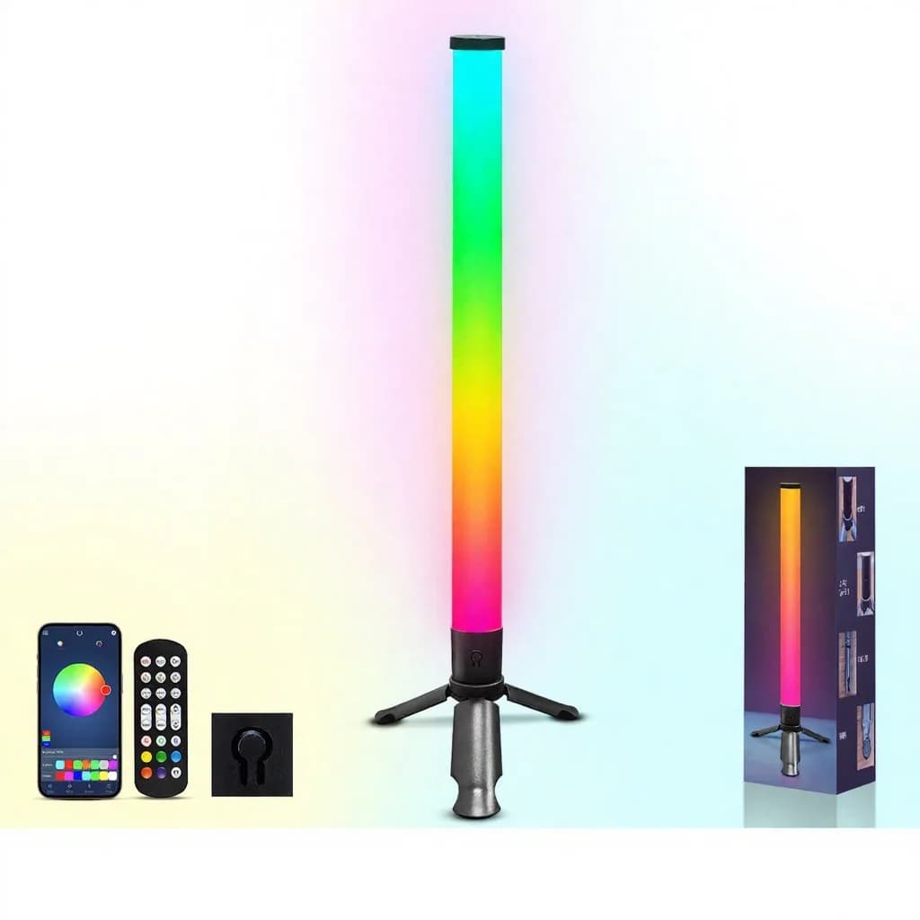 מנורת אווירה משולשת LED לשולחן עם סנכרון מוזיקה