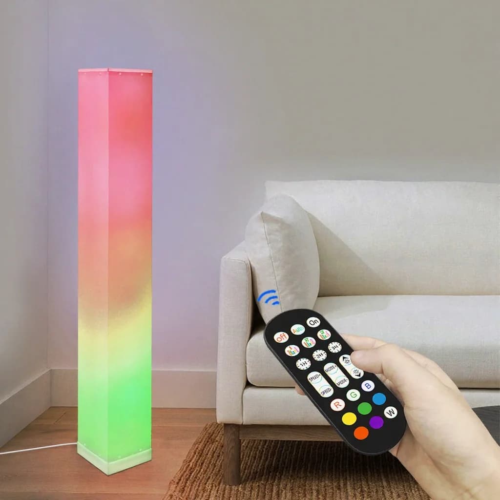 מנורת עמידה מרובעת עם שלט רחוק, תאורת אווירה LED לסלון