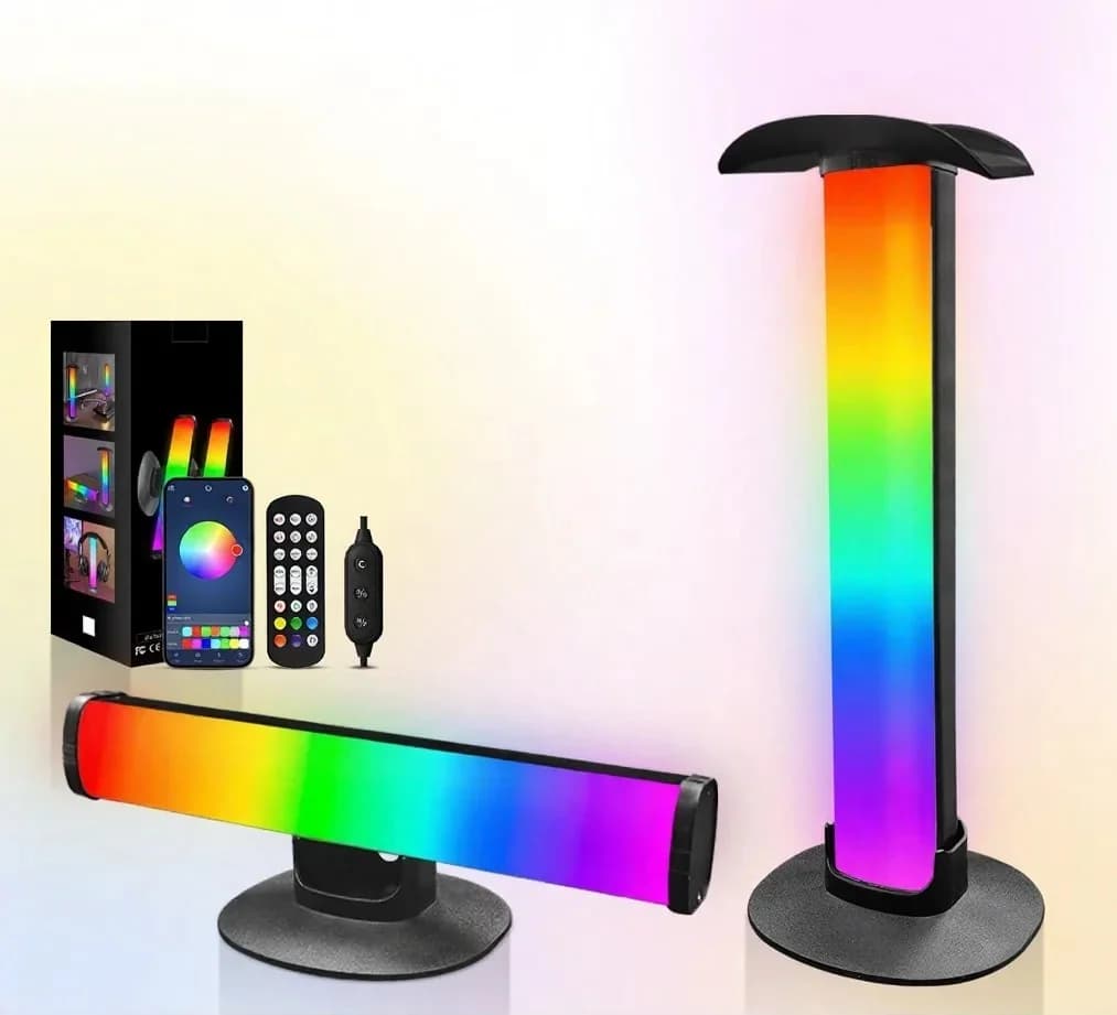 מנורת אווירה לגיימינג RGB עם מתקן לאוזניות וסנכרון קול