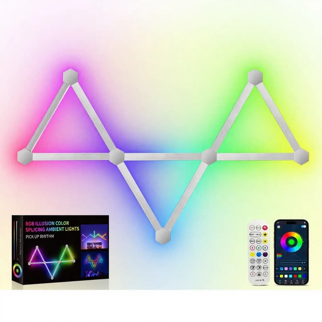 תאורות קיר LED חכמות RGB לחיבור מודולרי עם שליטה באפליקציה וסנכרון מוזיקה