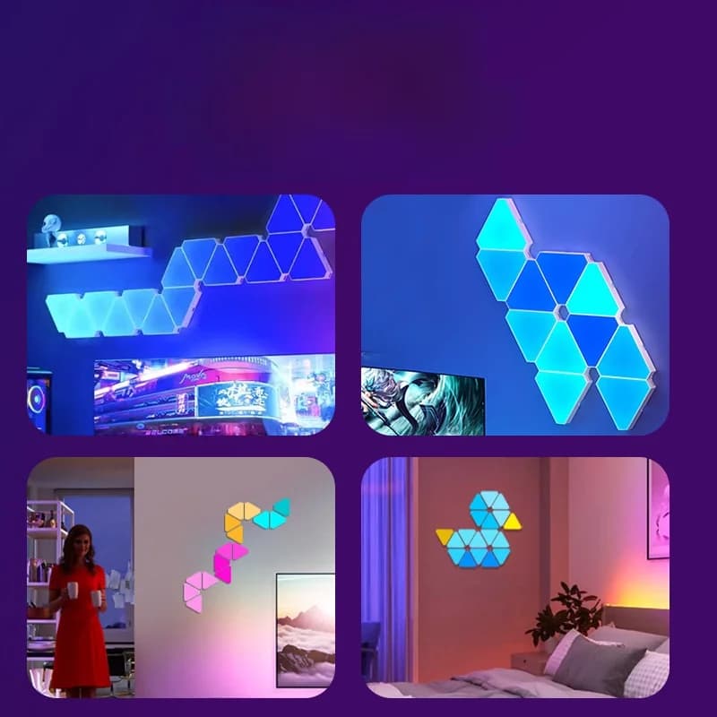 סט תאורת קיר LED חכמה משולשת RGB לאווירת גיימינג