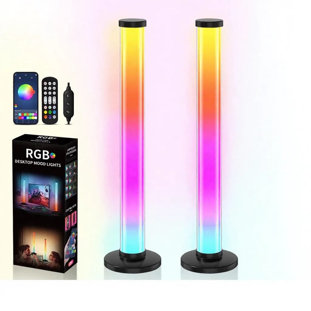 מנורת שולחן RGB ריאקטיבית לקול 360 מעלות עם שליטה באפליקציה ובשלט
