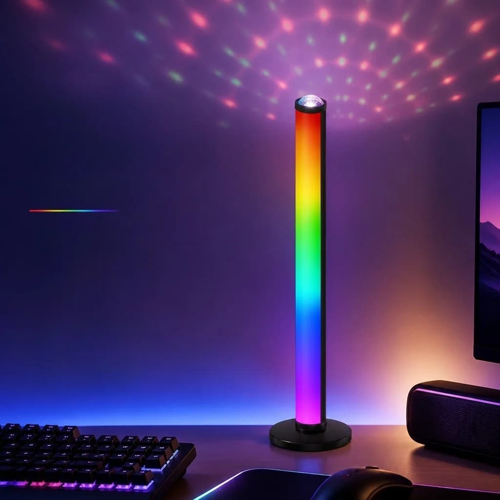מנורת אווירה עם הקרנת RGB, סנכרון מוזיקה ושלט