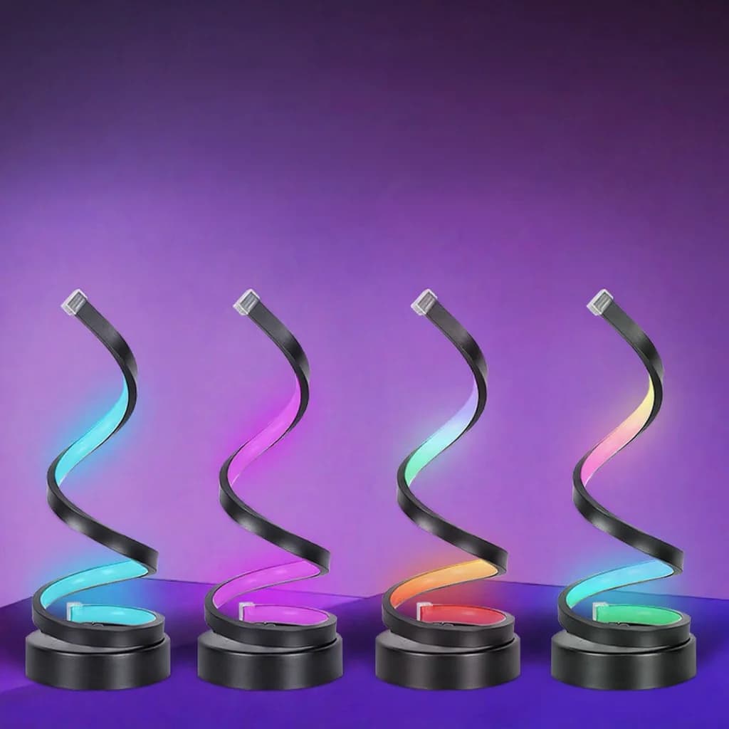 מנורת אווירה ספירלית RGB עם תאורה ריאקטיבית לקול ושליטה באפליקציה