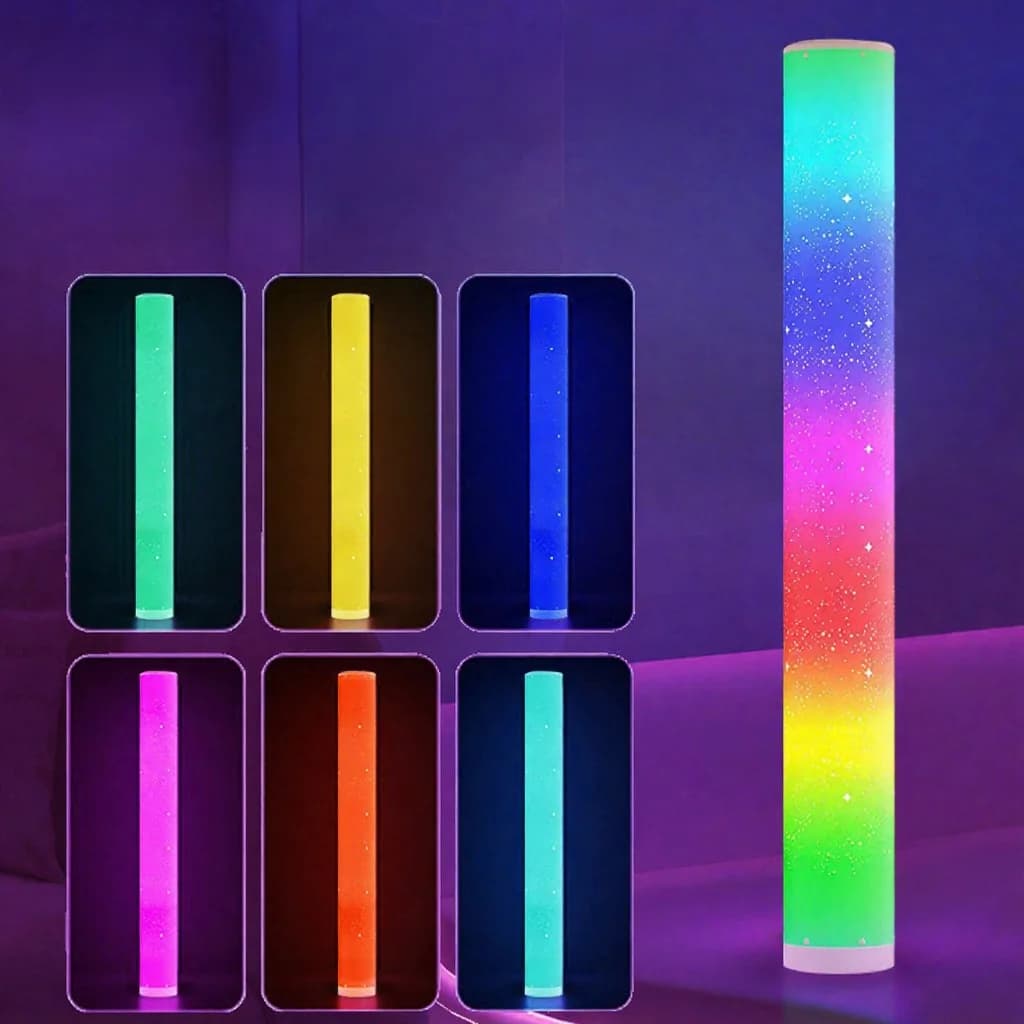 מנורת רצפה LED RGB עם דוגמת כוכבים, שלט רחוק ושליטה דרך אפליקציה