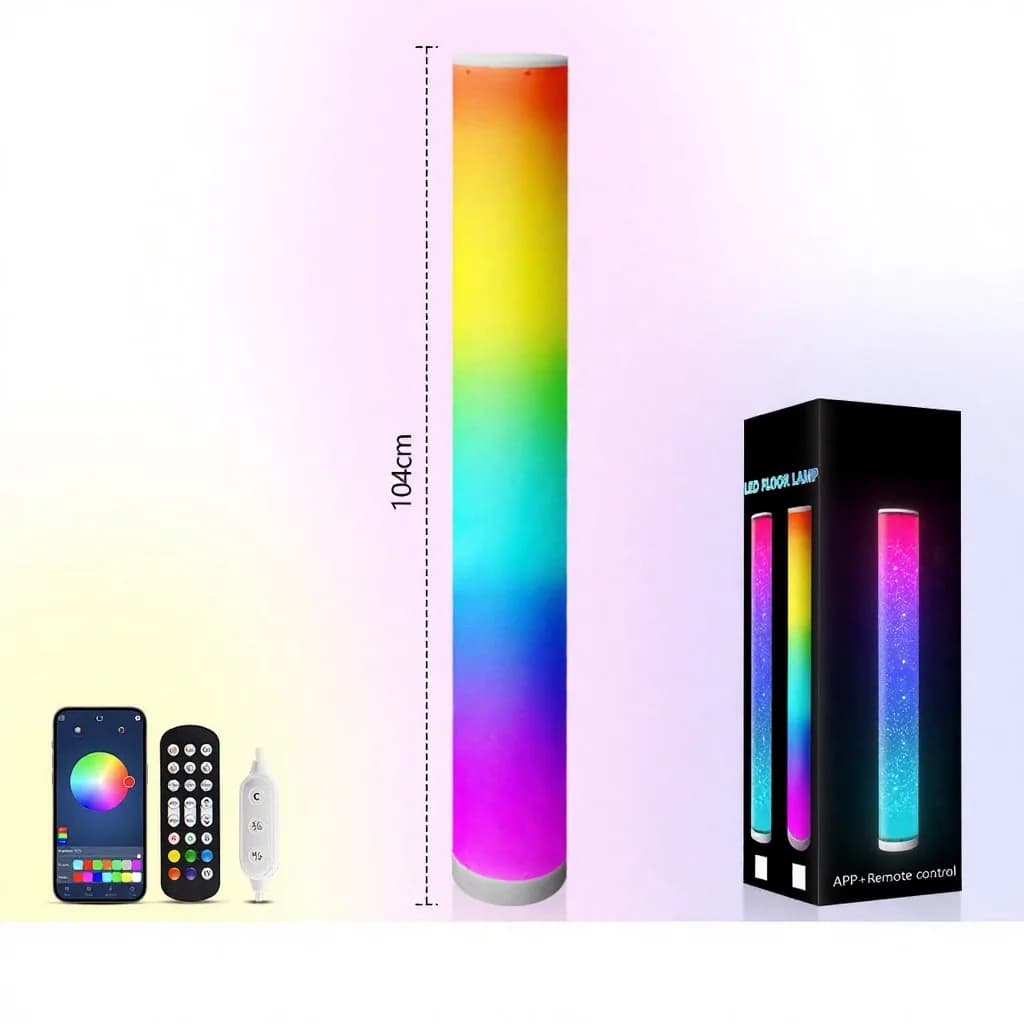 מנורת רצפה גלילית RGB עם שלט וסנכרון מוזיקה