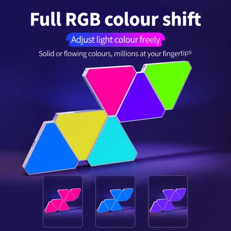 סט תאורת קיר LED חכמה משולשת RGB לאווירת גיימינג
