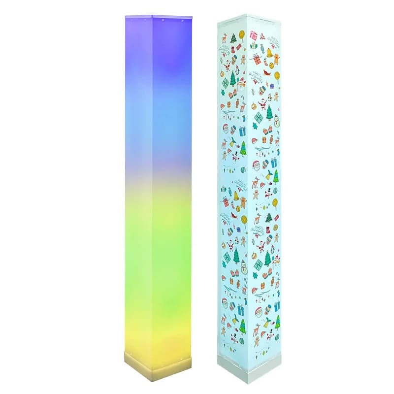 מנורת עמידה מרובעת עם שלט רחוק, תאורת אווירה LED לסלון