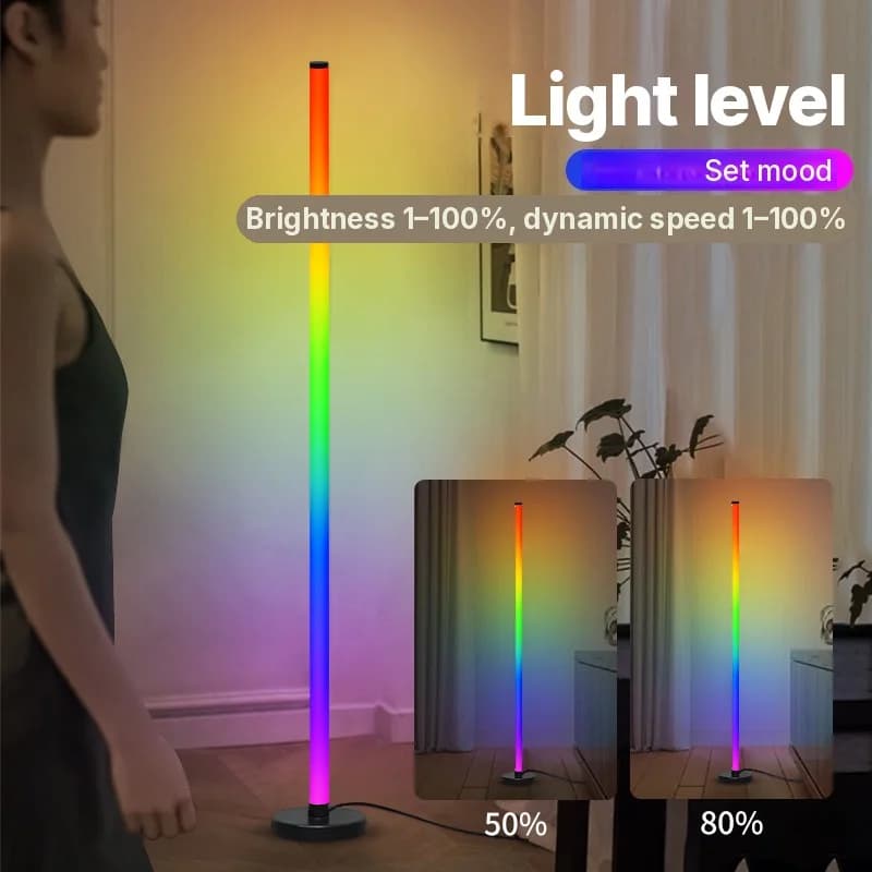 מנורת רצפה מודולרית RGB עם סנכרון מוזיקה ואפליקציה