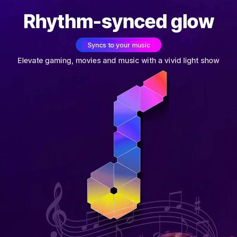 סט תאורת קיר LED חכמה משולשת RGB לאווירת גיימינג