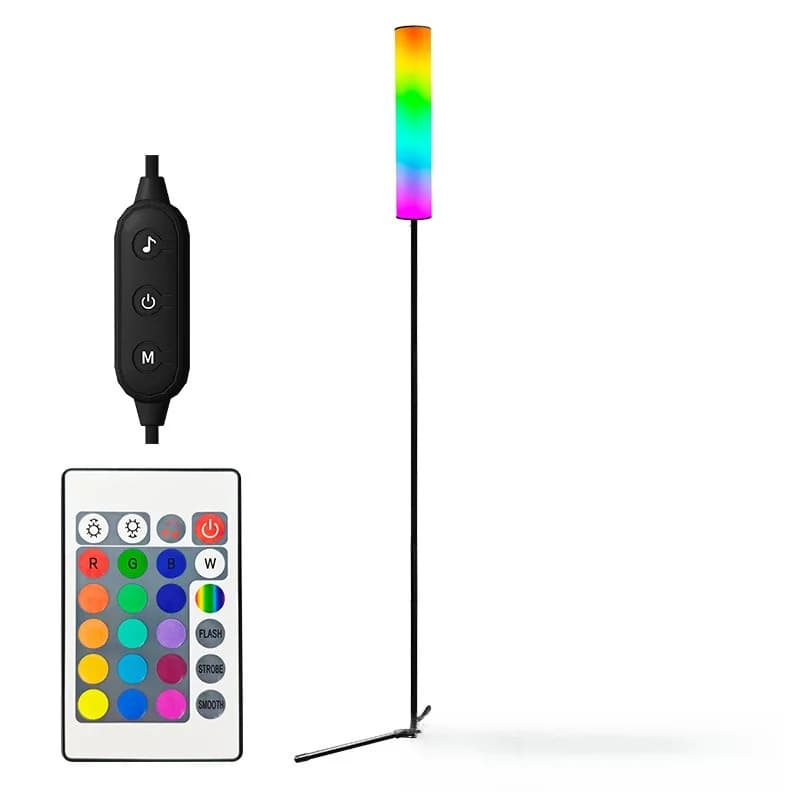 מנורת רצפה משולשת RGB LED עם שלט רחוק