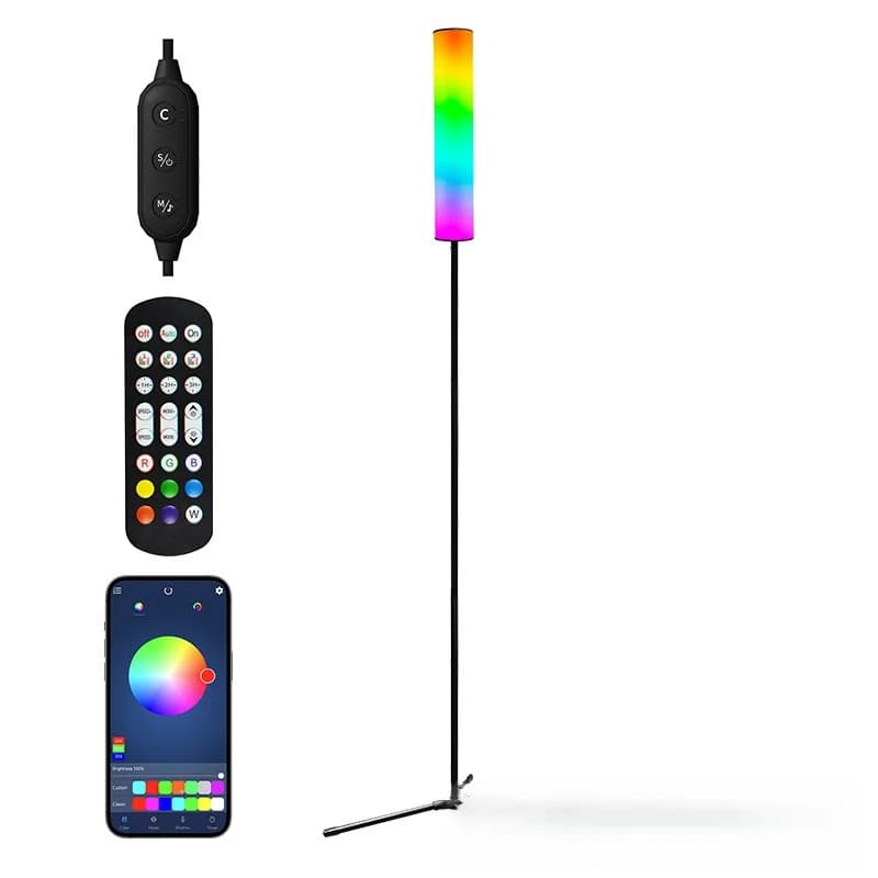מנורת רצפה LED מתכווננת בגובה עם בסיס חצובה ו-3 מצבי צבע