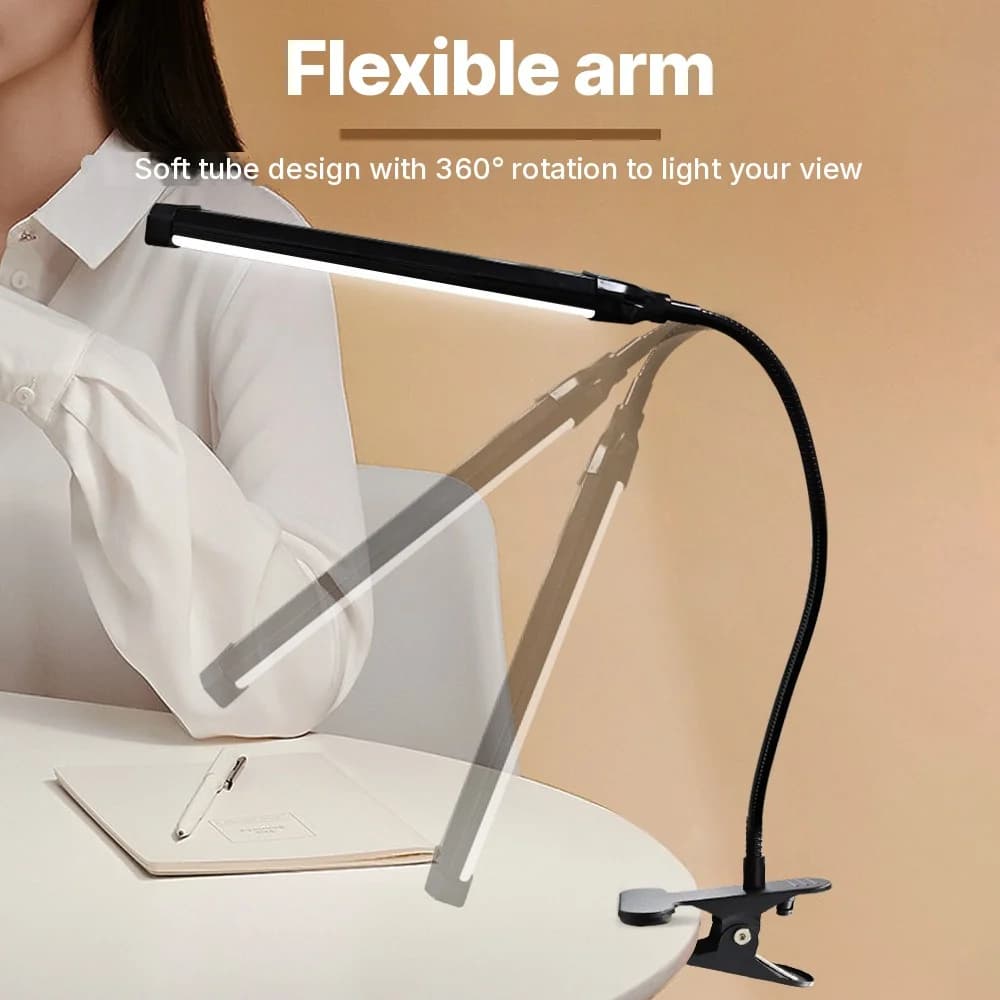 מנורת שולחן LED עם קליפס וחיבור USB לקריאה ולימודים